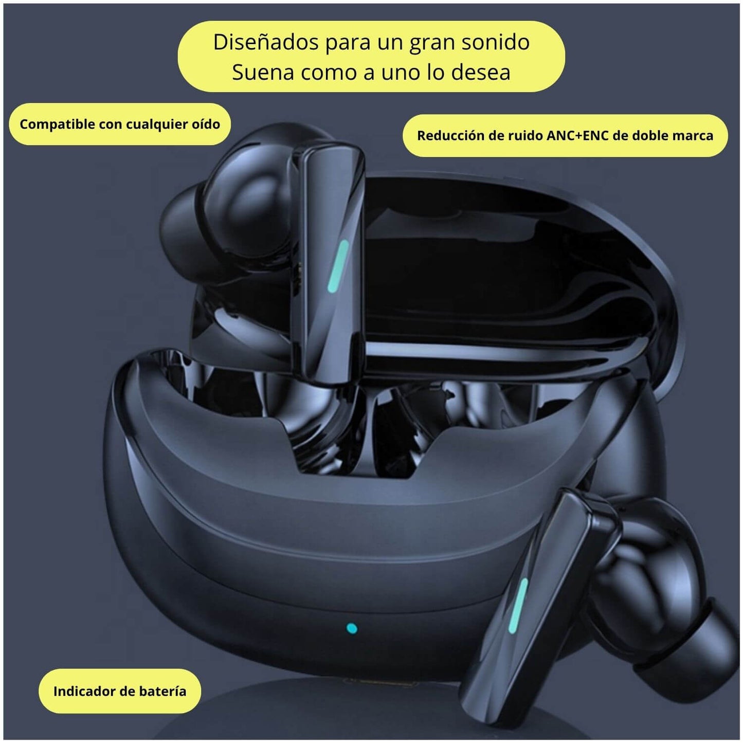 Audífonos inalámbricos Hi fi Pure Bass deportivos gamer BT 5.4 iPhone/Android ANC/ENC cancelación ruido