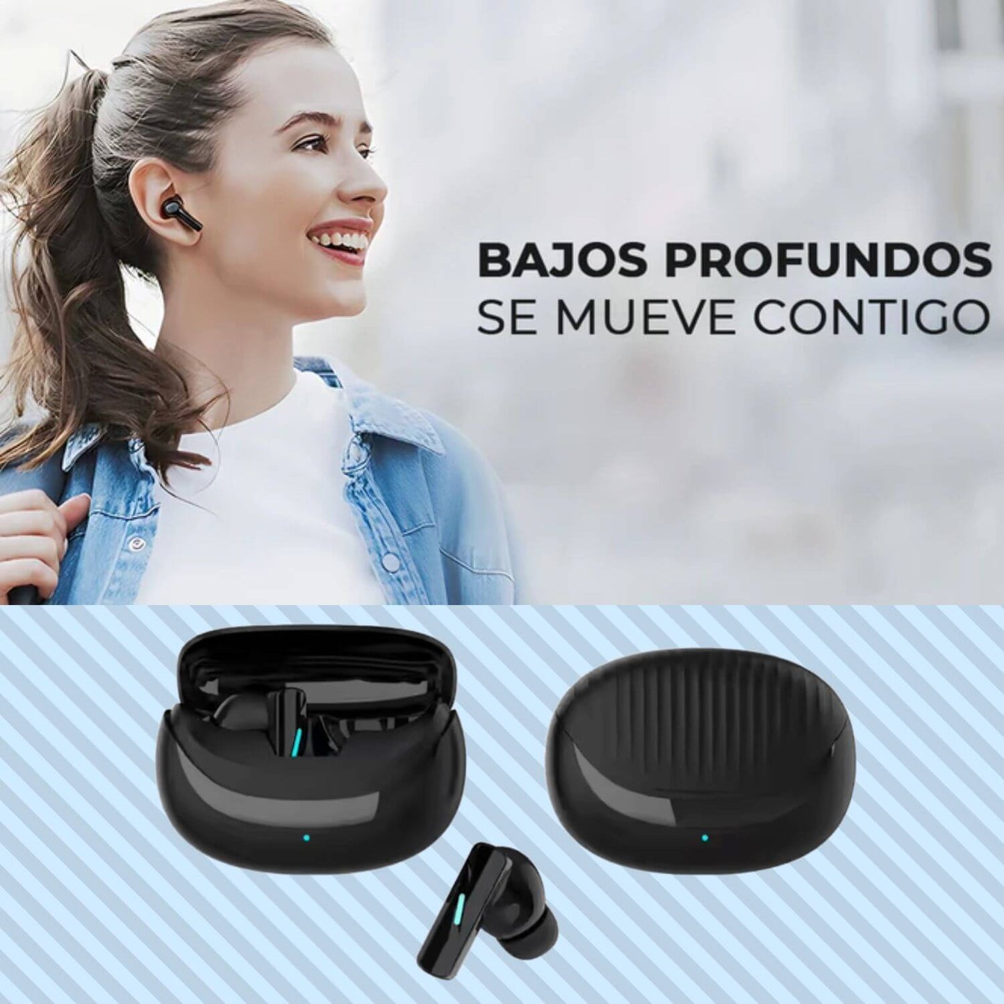 Audífonos inalámbricos Hi fi Pure Bass deportivos gamer BT 5.4 iPhone/Android ANC/ENC cancelación ruido