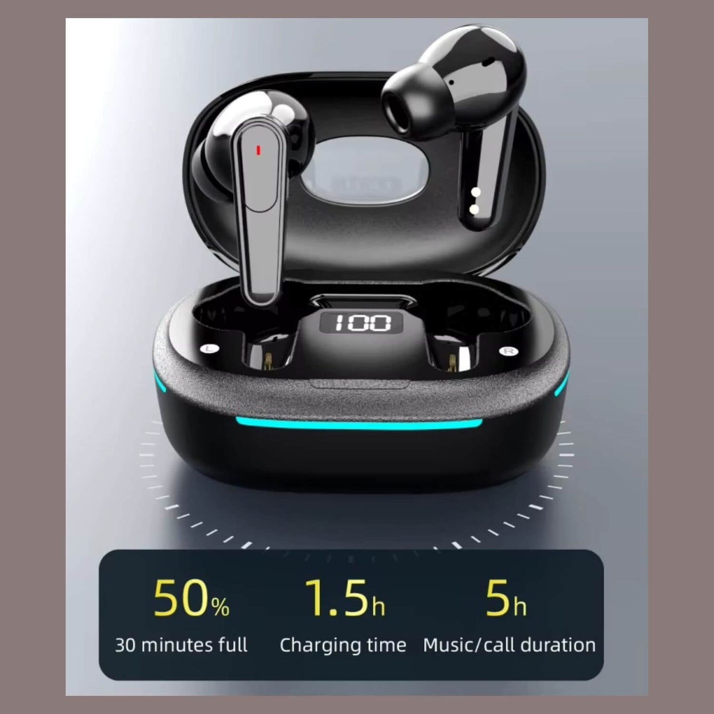 Audífonos inalámbricos Hi fi Pure bass deportivos gamer BT 5.4 iPhone/Android ANC/ENC cancelación ruido