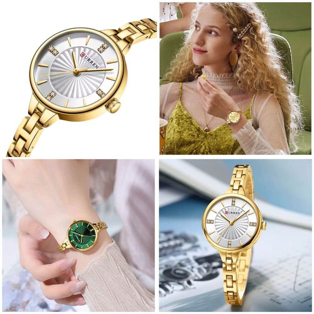 Reloj mujer elegante Curren cuarzo análogo de lujo tecnología japonesa