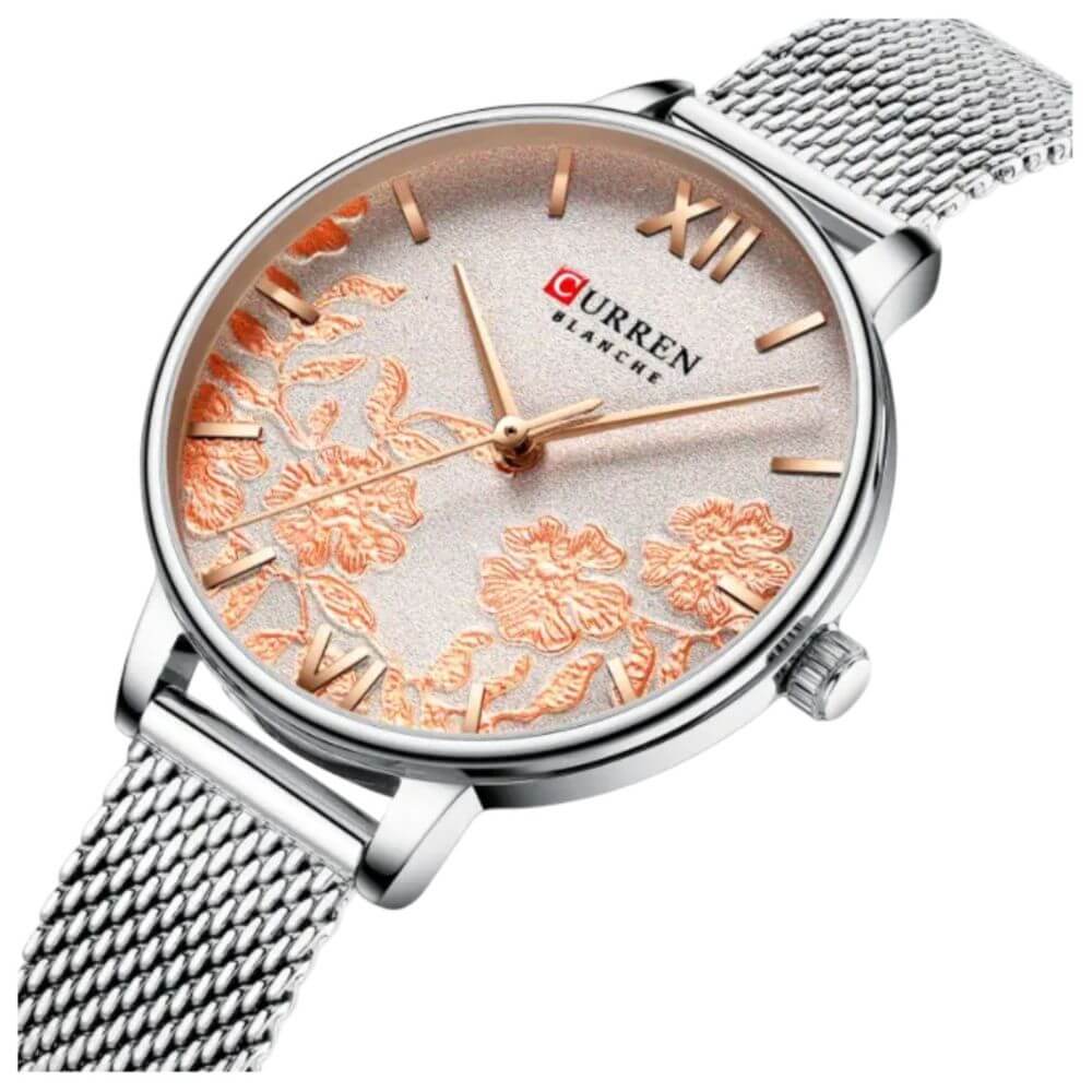 Reloj cuarzo Curren pulsera de cuero y acero inoxidable damas elegante de lujo