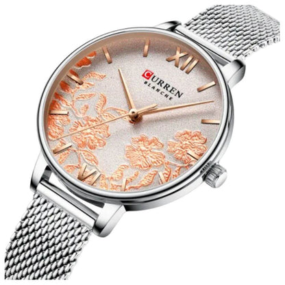 Reloj cuarzo Curren pulsera de cuero y acero inoxidable damas elegante de lujo