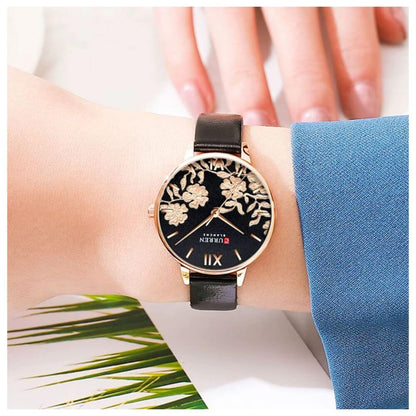 Reloj cuarzo Curren pulsera de cuero y acero inoxidable damas elegante de lujo