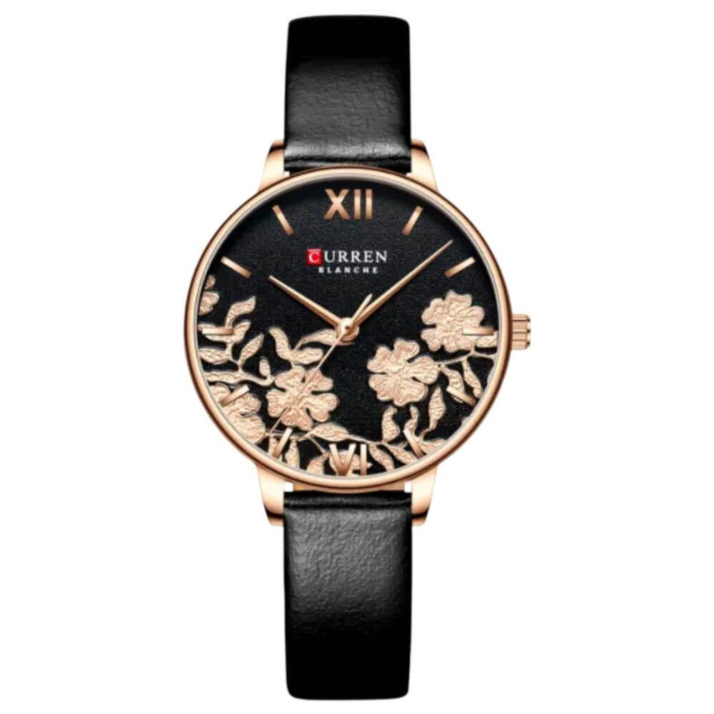 Reloj cuarzo Curren pulsera de cuero y acero inoxidable damas elegante de lujo