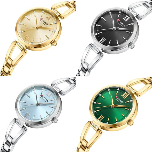 Reloj Curren de pulsera acero inoxidable elegante cuarzo análogo de mujer cristal strass