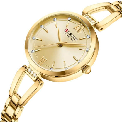 Reloj Curren de pulsera acero inoxidable elegante cuarzo análogo de mujer cristal strass
