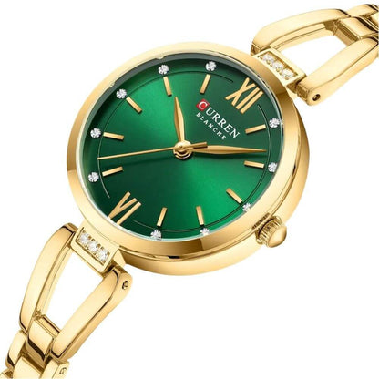 Reloj Curren de pulsera acero inoxidable elegante cuarzo análogo de mujer cristal strass