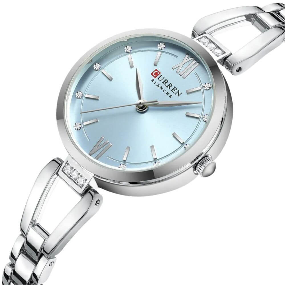 Reloj Curren de pulsera acero inoxidable elegante cuarzo análogo de mujer cristal strass