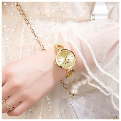 Reloj Curren de pulsera acero inoxidable elegante cuarzo análogo de mujer cristal strass