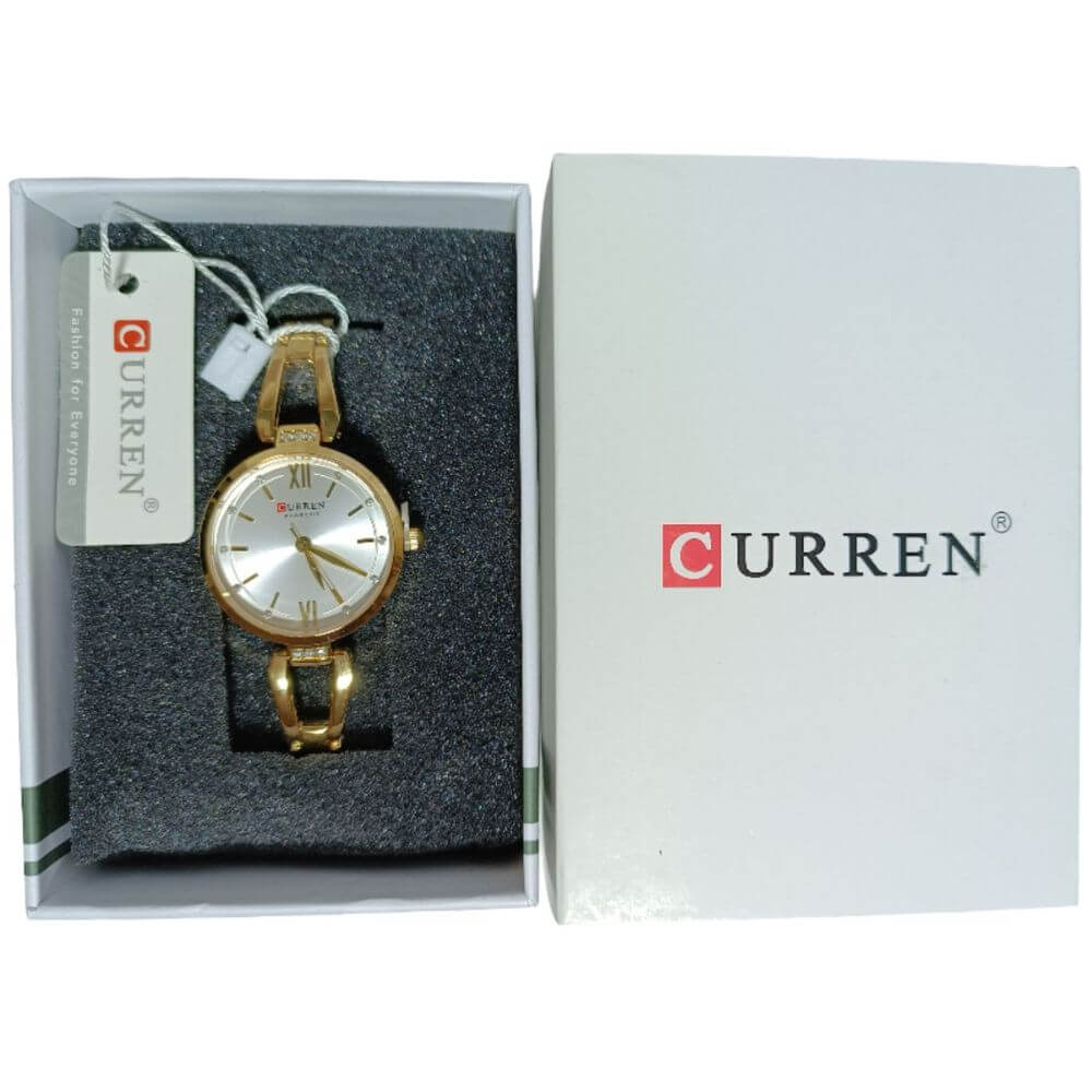 Reloj Curren de pulsera acero inoxidable elegante cuarzo análogo de mujer cristal strass