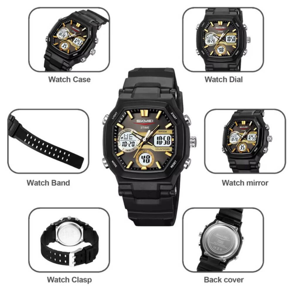 Reloj pulsera Skmei deportivo Unisex análogo digital cuarzo cronómetro LED de moda