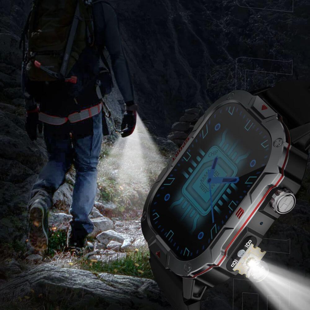 Smartwatch reloj deportivo unisex con linterna led + audífonos + correa elasticada extra de regalo