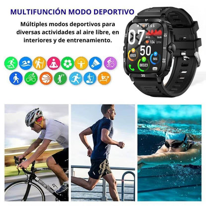 Smartwatch reloj deportivo unisex + audífonos + correa elasticada extra de regalo