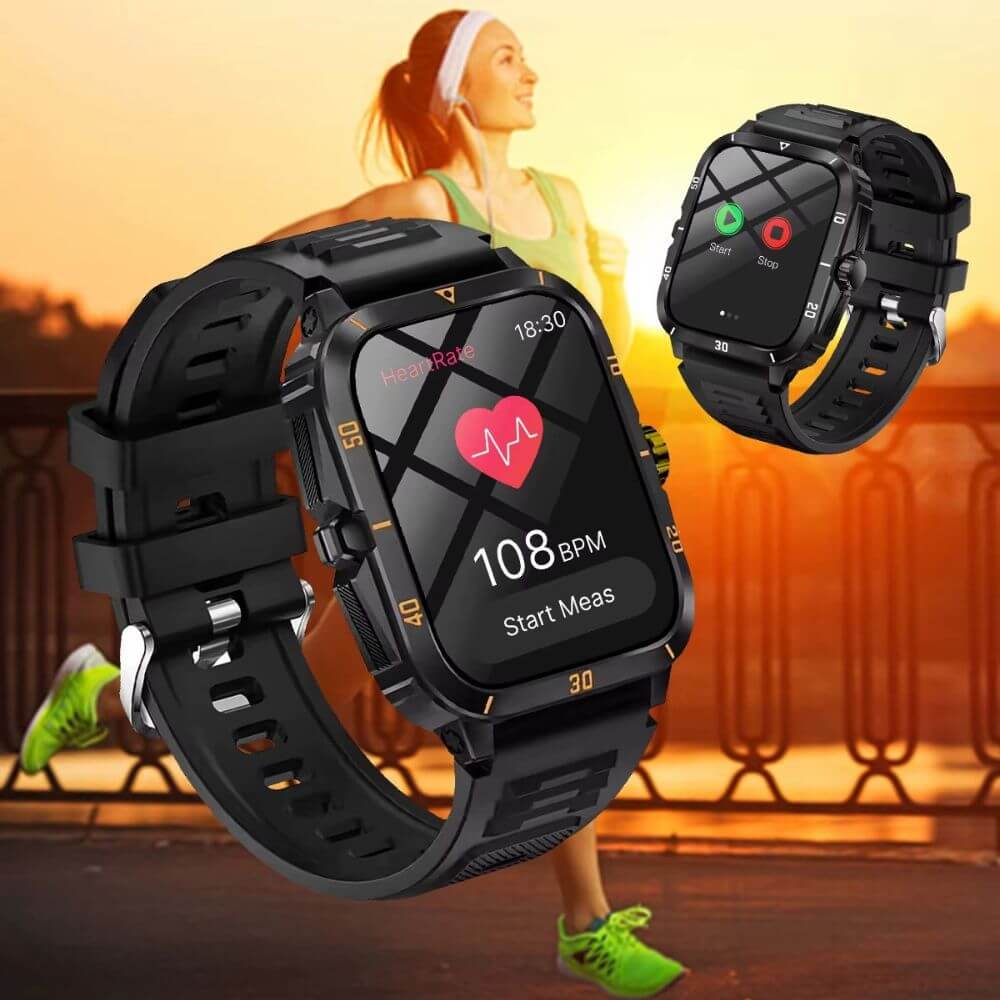 Smartwatch reloj deportivo unisex + audífonos + correa elasticada extra de regalo