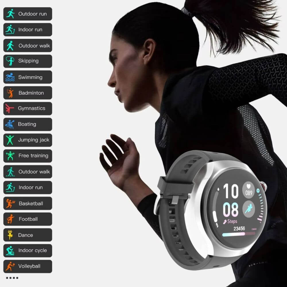 Smartwatch reloj Pack deportivo unisex + audífonos + correa de cuero extra